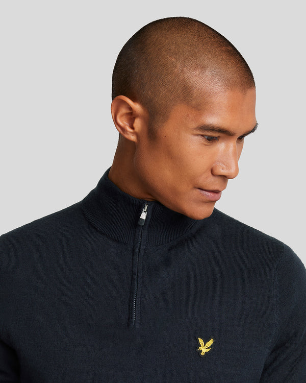 Lyle & Scott Golf 1/4 Zip Wool Blend Jumper Dark Navy