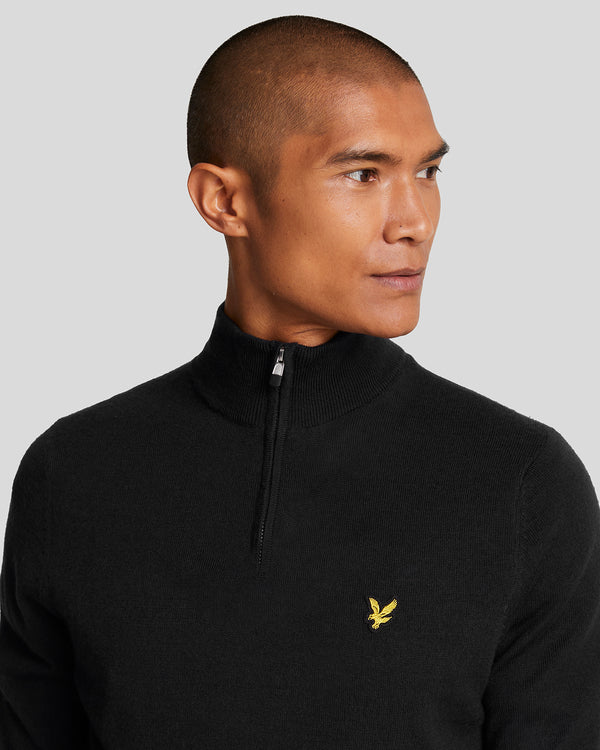 Lyle & Scott Golf 1/4 Zip Wool Blend Jumper Jet Black