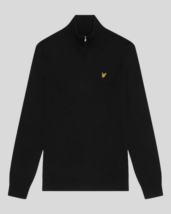 Lyle & Scott Golf 1/4 Zip Wool Blend Jumper Jet Black