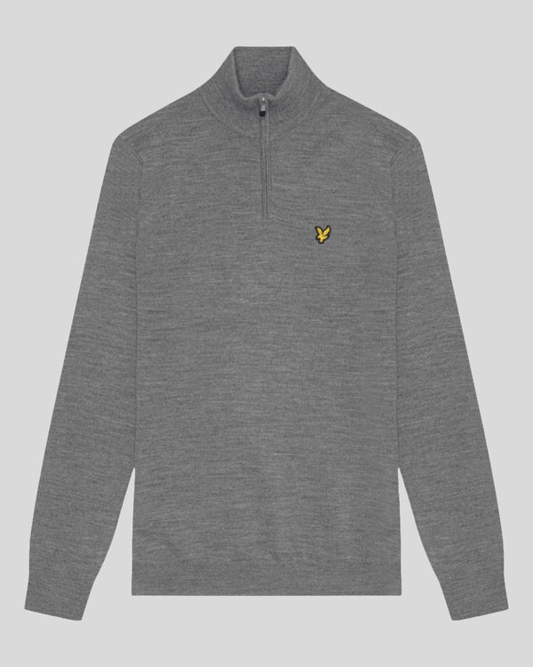 Lyle & Scott Golf 1/4 Zip Wool Blend Jumper Mid Grey Marl
