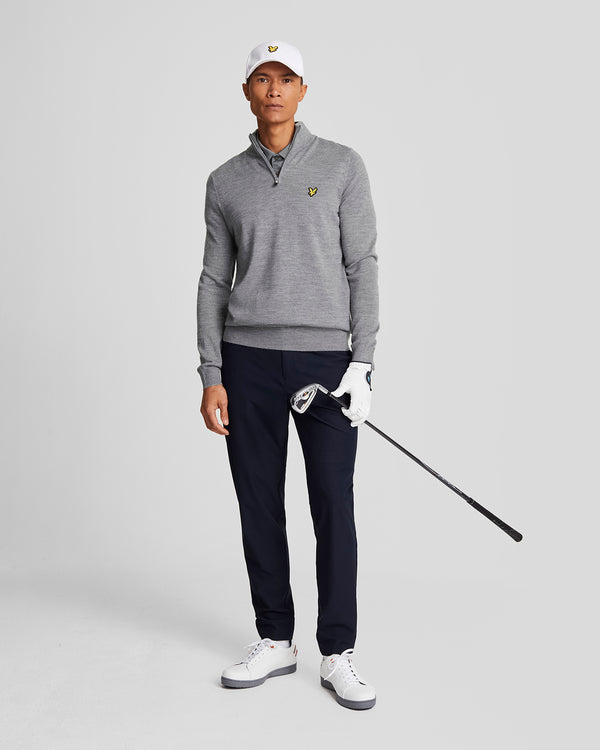 lyle & scott Golf 1/4 Zip Wool Blend Jumper Mid Grey Marl