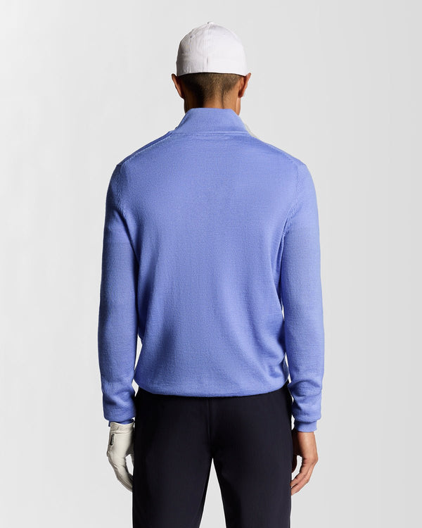 Lyle & Scott Golf 1/4 Zip Wool Blend Jumper Moonlight