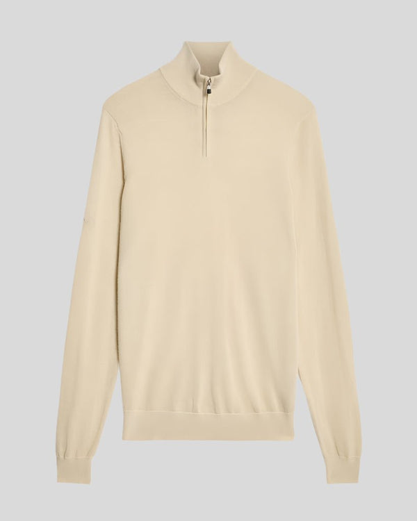 Lyle & Scott Golf Inspired Embroidered 1/4 Zip Merino Knit Jumper Sesame