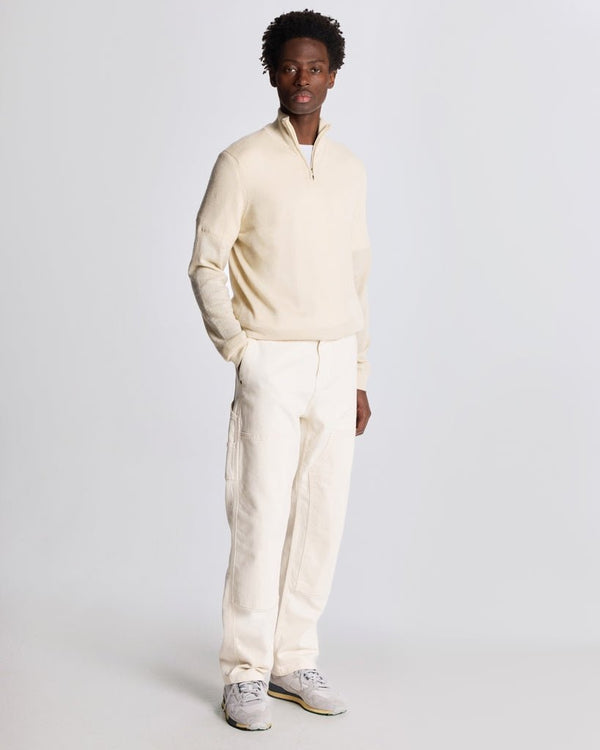 lyle & scott Golf Inspired Embroidered 1/4 Zip Merino Knit Jumper Sesame