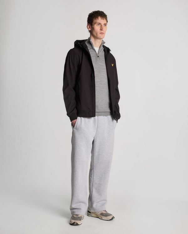 lyle & scott Golf Inspired Embroidered 1/4 Zip Merino Knit Jumper Mid Grey Marl