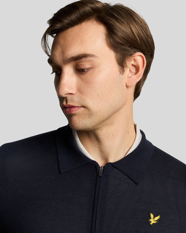 Lyle & Scott Golf Lightweight Collared Cardigan Dark Navy