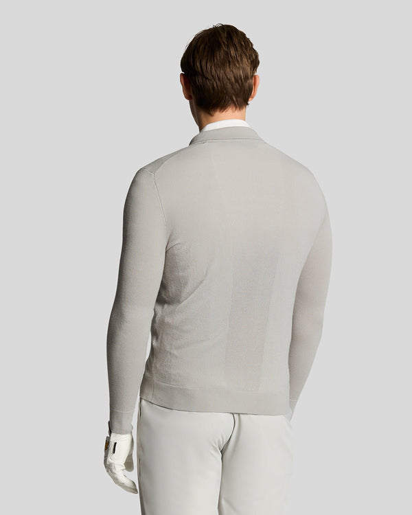 Lyle & Scott Golf Lightweight Collared Cardigan Pebble