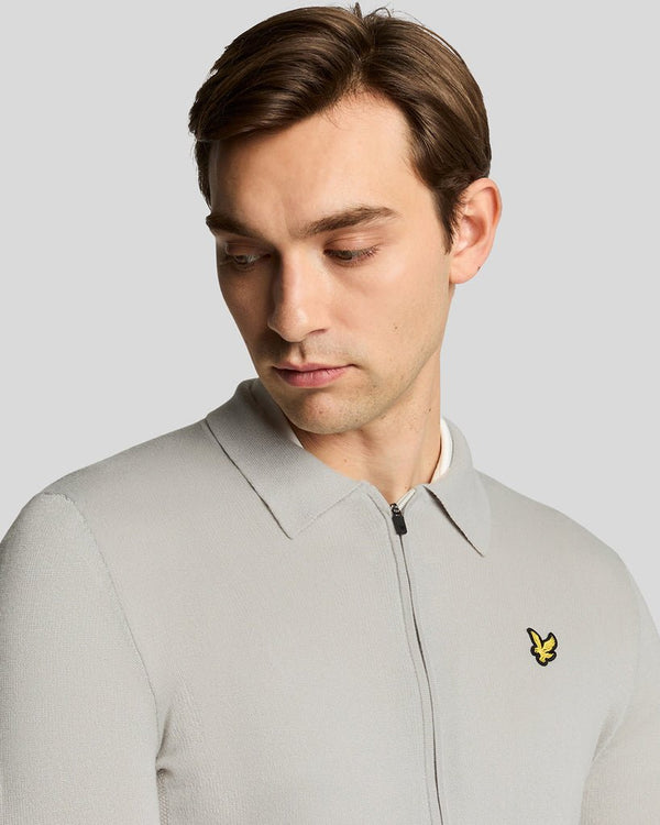 Lyle & Scott Golf Lightweight Collared Cardigan Pebble