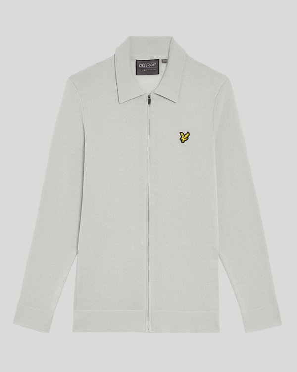 Lyle & Scott Golf Lightweight Collared Cardigan Pebble