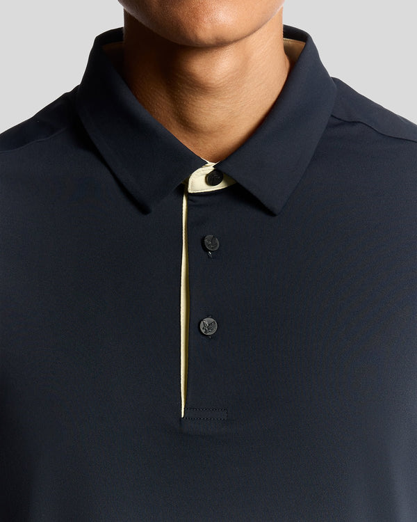 Lyle & Scott Golf Shank Button Polo Shirt Dark Navy/ Sunrise Yellow