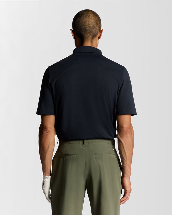 Lyle & Scott Golf Shank Button Polo Shirt Dark Navy/ Sunrise Yellow