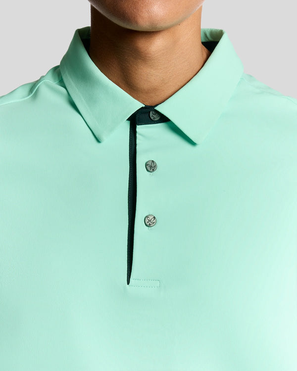 Lyle & Scott Golf Shank Button Polo Shirt Tinted Aqua/ Dark Navy
