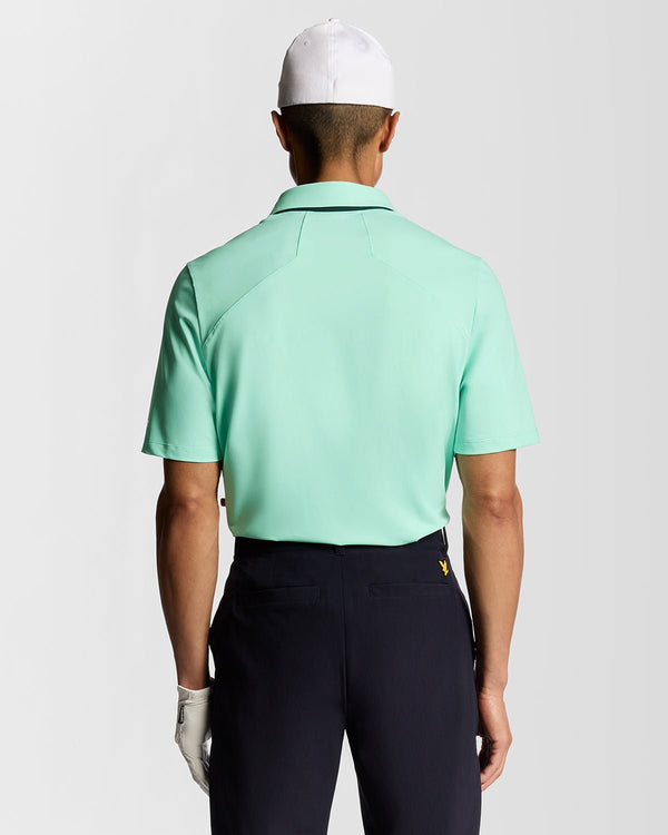 Lyle & Scott Golf Shank Button Polo Shirt Tinted Aqua/ Dark Navy