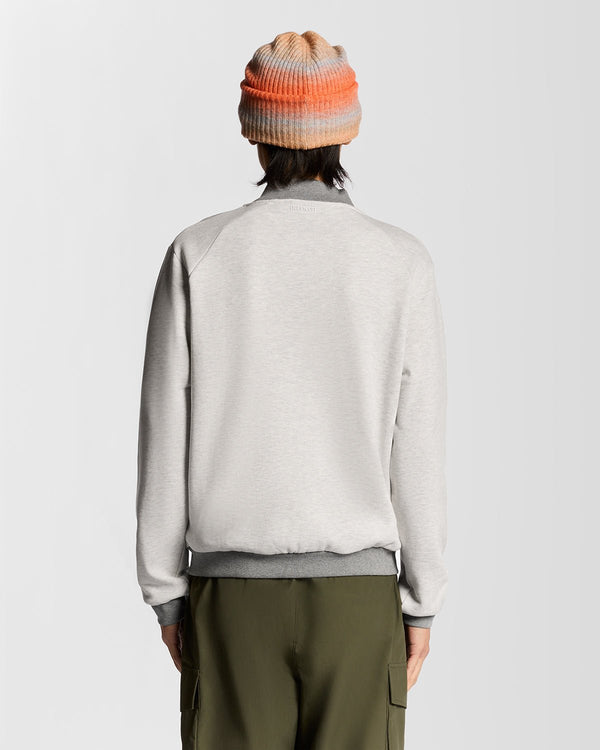 Lyle & Scott Half Raglan Sleeve Jersey Bomber Light Grey Marl