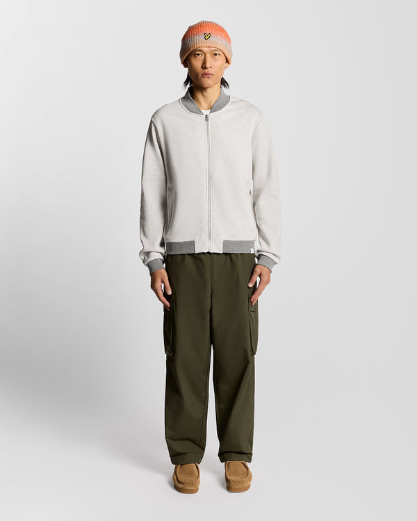 lyle & scott Half Raglan Sleeve Jersey Bomber Light Grey Marl