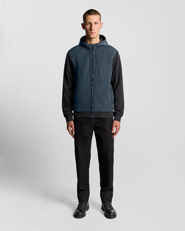 lyle & scott Half Raglan Sleeve Panneled Hoodie Dark Navy