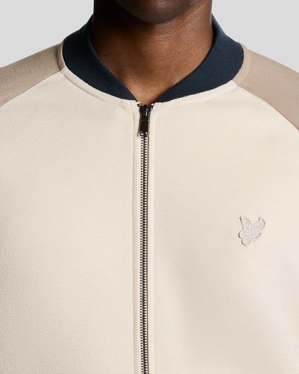 Lyle & Scott Heavyweight Contrast Raglan Bomber Cobblestone