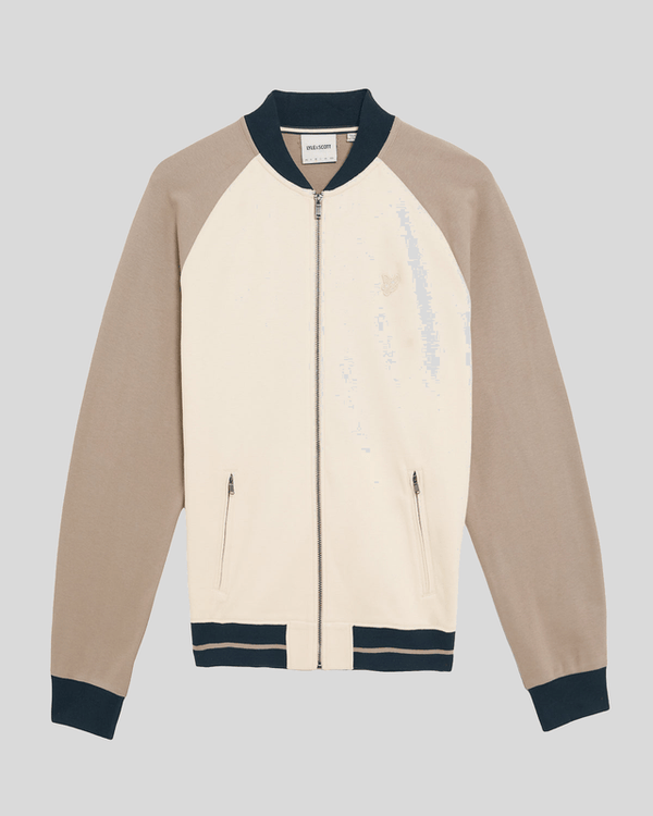Lyle & Scott Heavyweight Contrast Raglan Bomber Cobblestone