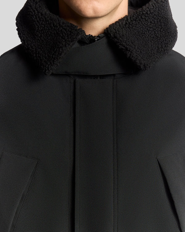 Lyle & Scott Heavyweight Faux Shearling Collar Parka Jet Black