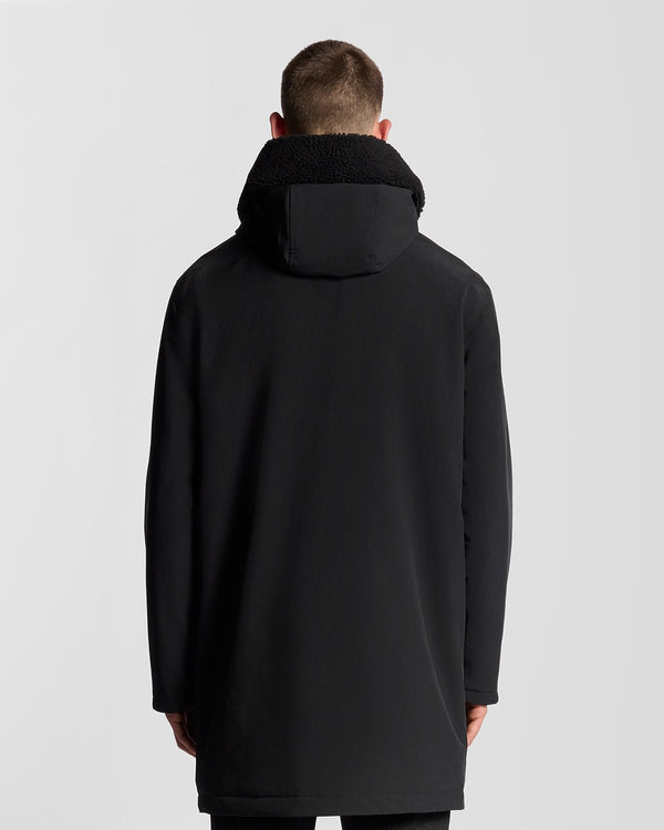 Lyle & Scott Heavyweight Faux Shearling Collar Parka Jet Black