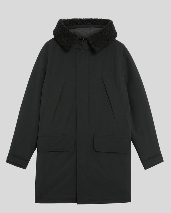 Lyle & Scott Heavyweight Faux Shearling Collar Parka Jet Black