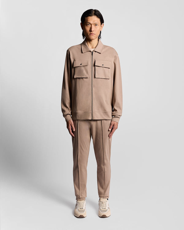 lyle & scott Heavyweight Jersey Overshirt Cobblestone