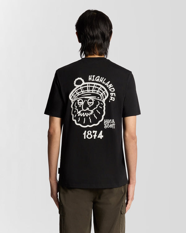 Lyle & Scott Highlander Graphic Cotton T-Shirt Jet Black