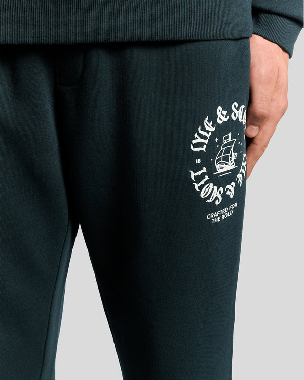 Lyle & Scott Insignia Graphic Cotton Joggers Dark Navy