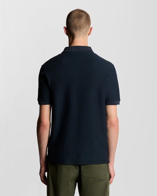 Lyle & Scott Jacquard Dobby Knit Polo Shirt Dark Navy