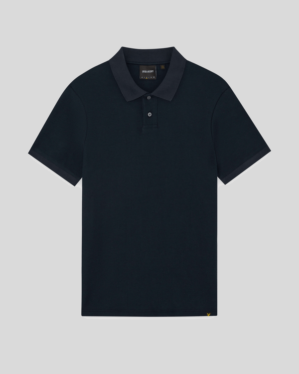 Lyle & Scott Jacquard Dobby Knit Polo Shirt Dark Navy