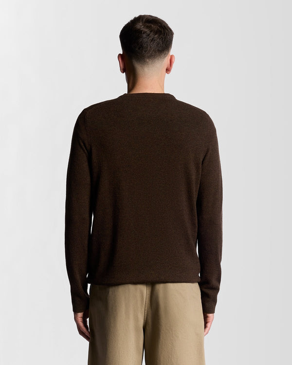Lyle & Scott Lambswool Blend Crew Neck Jumper Bottle Brown Marl