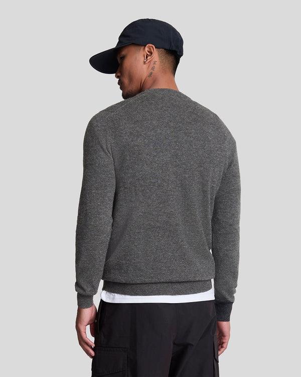 Lyle & Scott Lambswool Blend Crew Neck Jumper Charcoal Marl