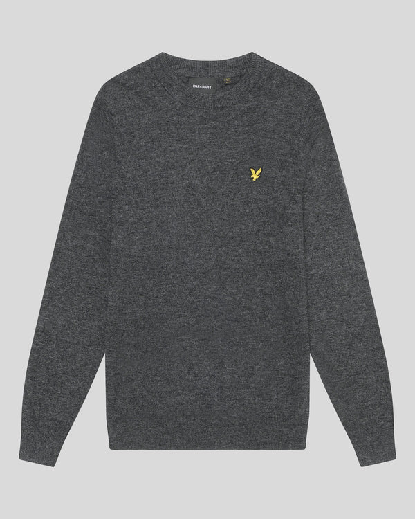 Lyle & Scott Lambswool Blend Crew Neck Jumper Charcoal Marl