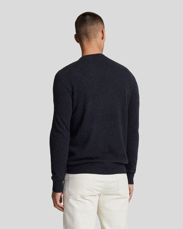 Lyle & Scott Lambswool Blend Crew Neck Jumper Dark Navy Marl