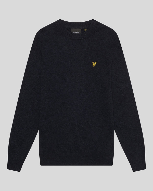 Lyle & Scott Lambswool Blend Crew Neck Jumper Dark Navy Marl