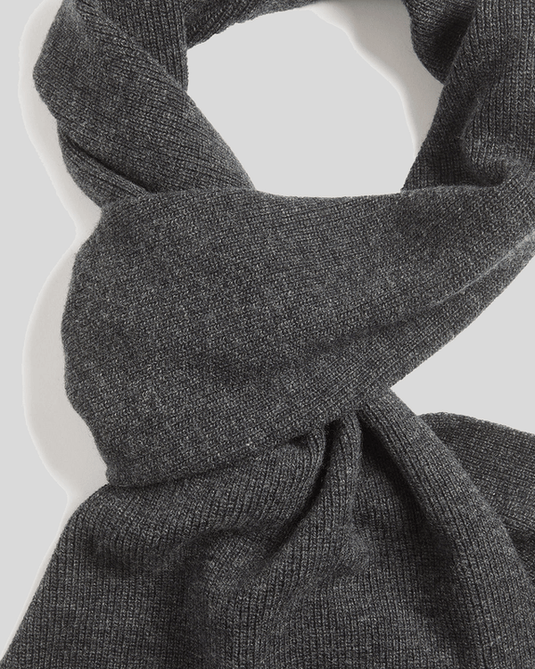 Lyle & Scott Lambswool Blend Ribbed Scarf Charcoal Marl