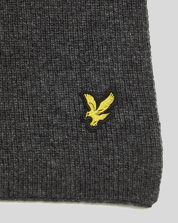 lyle & scott Lambswool Blend Ribbed Scarf Charcoal Marl