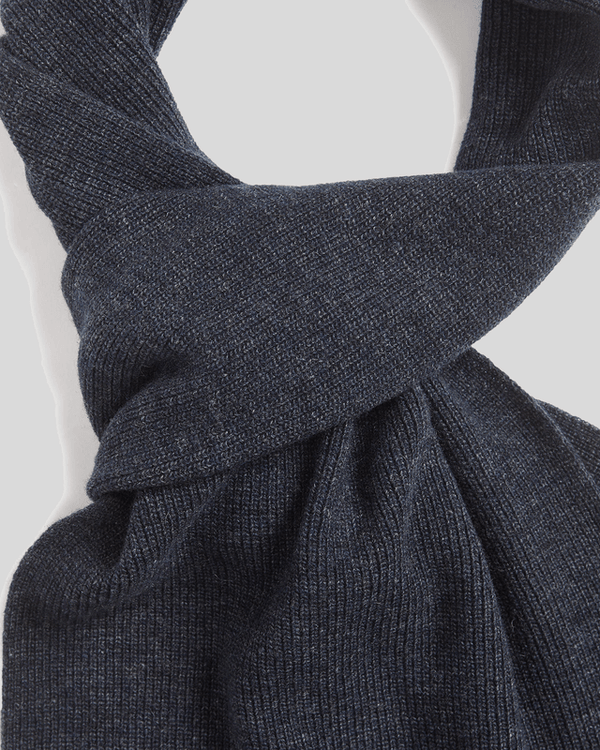 Lyle & Scott Lambswool Blend Ribbed Scarf Dark Navy Marl