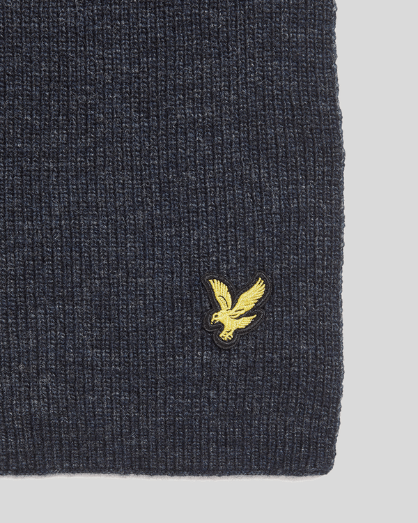 lyle & scott Lambswool Blend Ribbed Scarf Dark Navy Marl