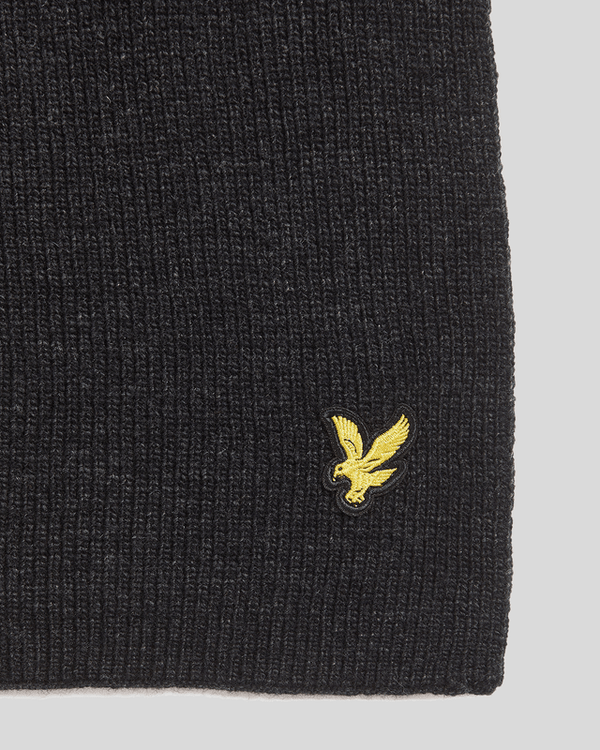 lyle & scott Lambswool Blend Ribbed Scarf Jet Black Marl