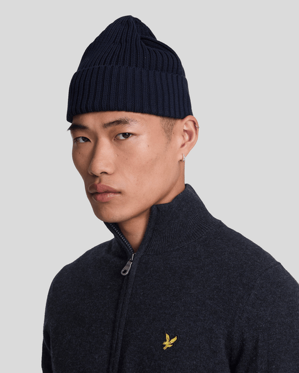 Lyle & Scott Lambswool Blend Zip Cardigan Dark Navy Marl