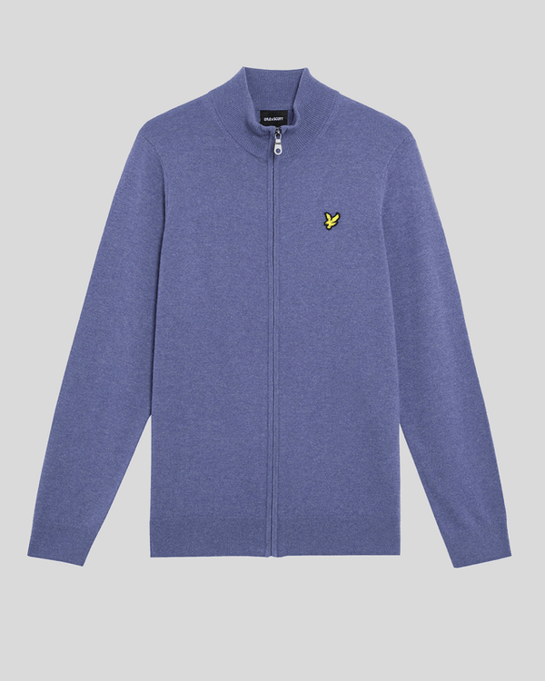 Lyle & Scott Lambswool Blend Zip Cardigan Graystone Marl