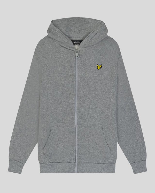 Lyle & Scott Loopback Cotton Full Zip Hoodie Light Grey Marl