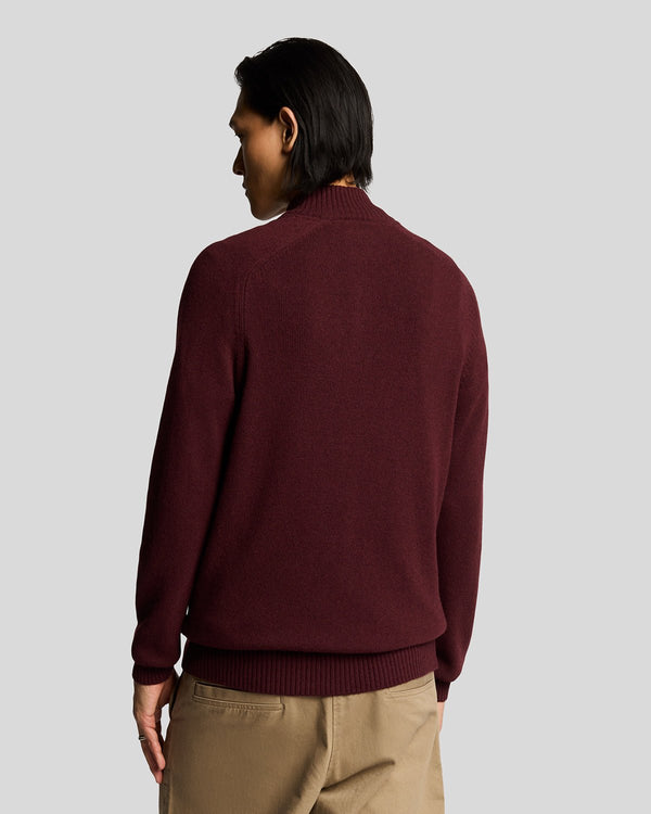 Lyle & Scott 1/4 Zip Knit Jumper Burgundy Heather