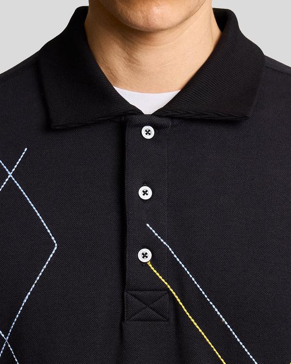 Lyle & Scott Argyle Rugby Shirt Jet Black