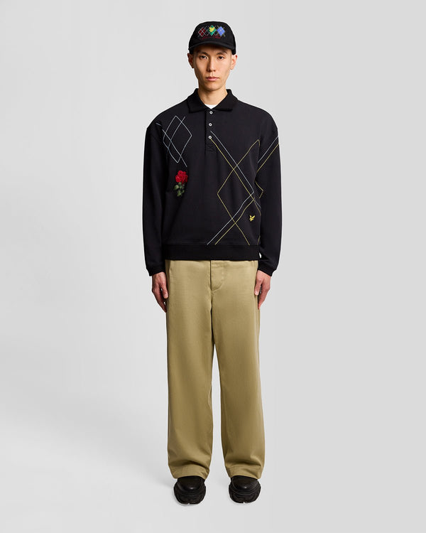 lyle & scott Argyle Rugby Shirt Jet Black