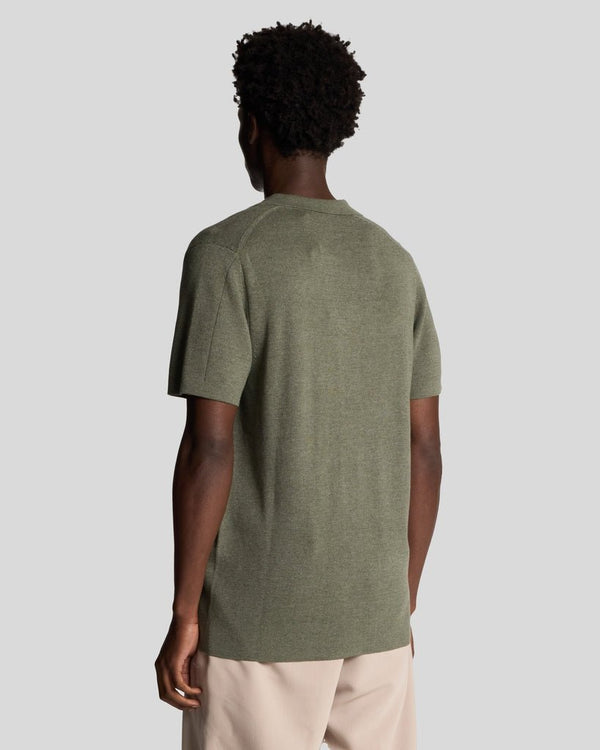 Lyle & Scott Blend Knitted Polo Shirt Clay Green