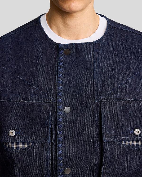 Lyle & Scott Contrast Check Denim Jacket Indigo