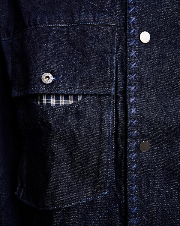 Lyle & Scott Contrast Check Denim Jacket Indigo
