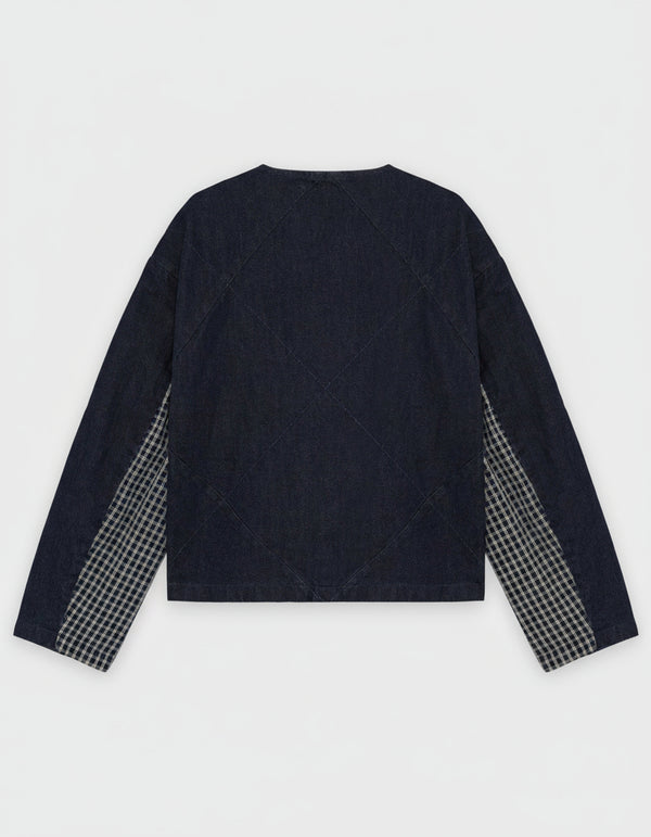 Lyle & Scott Contrast Check Denim Jacket Indigo